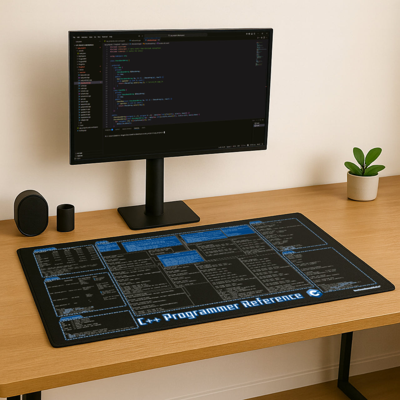 C++ Programmer Reference Desk Mat - Coding Cheat Sheet